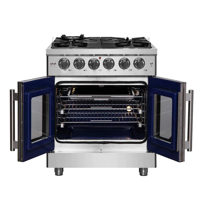 FORNO Massimo 30-Inch Freestanding French Door Gas Range in Stainless Steel - FFSGS6439-30 FORNO