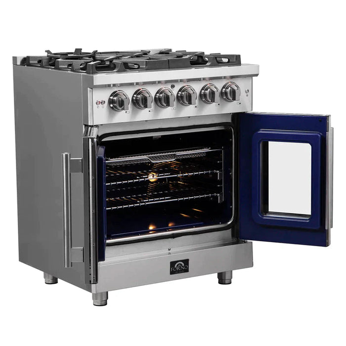 FORNO Massimo 30-Inch Freestanding French Door Gas Range in Stainless Steel - FFSGS6439-30 FORNO