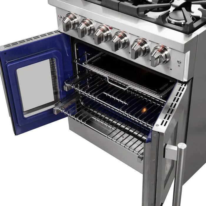 FORNO Massimo 30-Inch Freestanding French Door Gas Range in Stainless Steel - FFSGS6439-30 FORNO