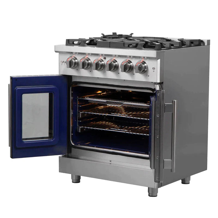 FORNO Massimo 30-Inch Freestanding French Door Gas Range in Stainless Steel - FFSGS6439-30 FORNO