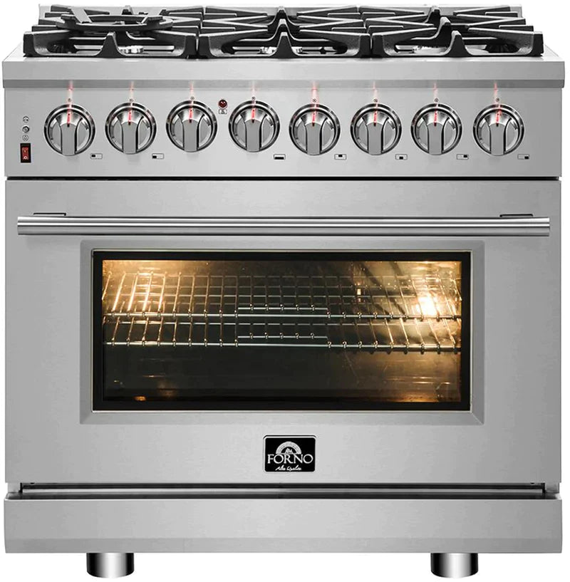 FORNO Massimo 36-Inch Freestanding Dual Fuel Range in Stainless Steel - FFSGS6125-36