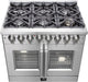 FORNO Massimo 36-Inch Freestanding French Door Dual Fuel Range in Stainless Steel - FFSGS6325-36 FORNO