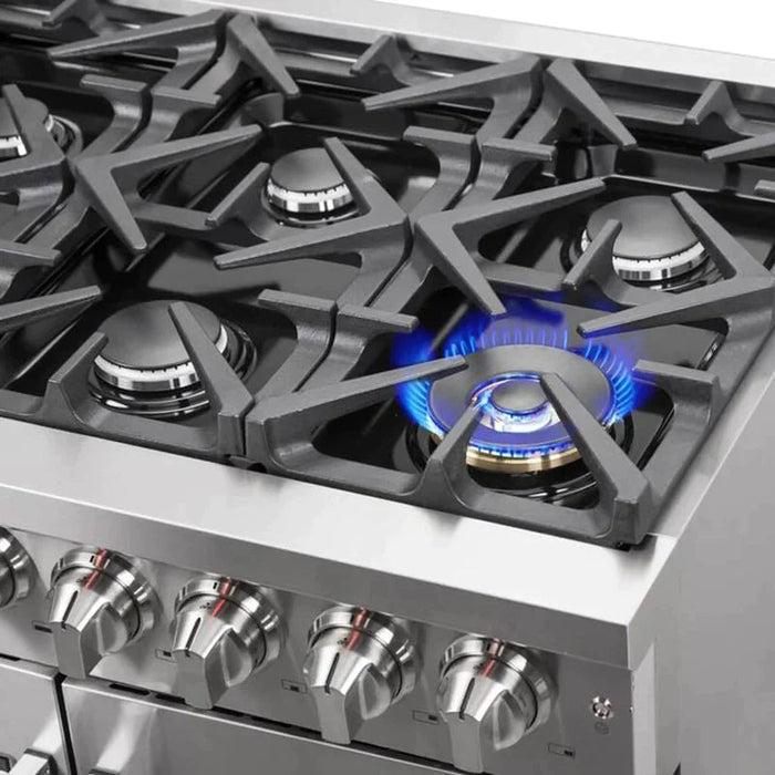 FORNO Massimo 36-Inch Freestanding French Door Dual Fuel Range in Stainless Steel - FFSGS6325-36 FORNO