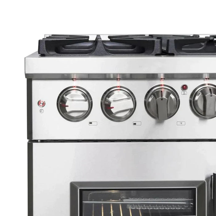 FORNO Massimo 36-Inch Freestanding French Door Dual Fuel Range in Stainless Steel - FFSGS6325-36 FORNO