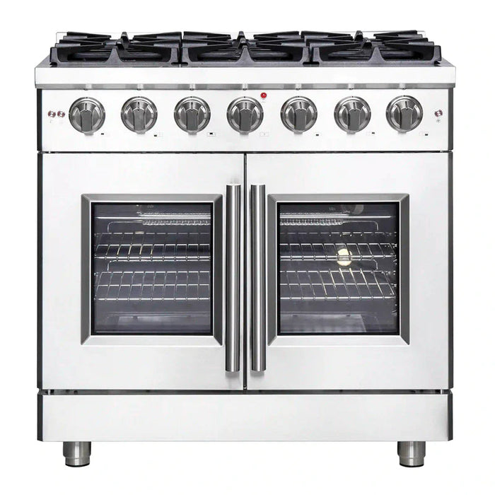 FORNO Massimo 36-Inch Freestanding French Door Gas Range in Stainless Steel - FFSGS6439-36 FORNO