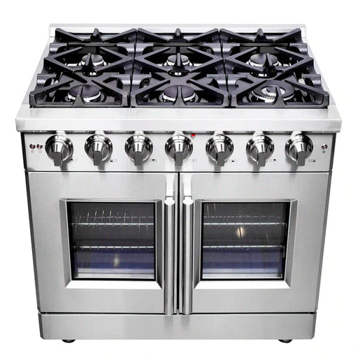 FORNO Massimo 36-Inch Freestanding French Door Gas Range in Stainless Steel - FFSGS6439-36 FORNO