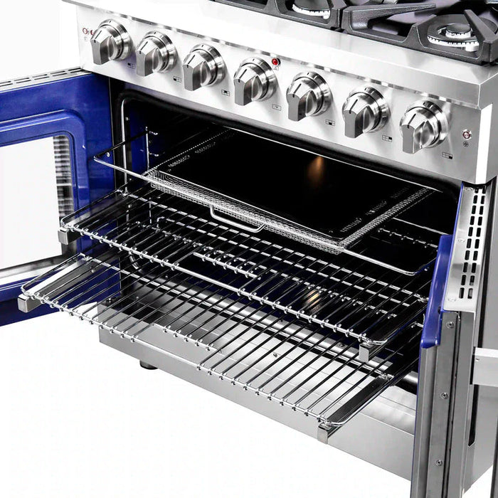FORNO Massimo 36-Inch Freestanding French Door Gas Range in Stainless Steel - FFSGS6439-36 FORNO