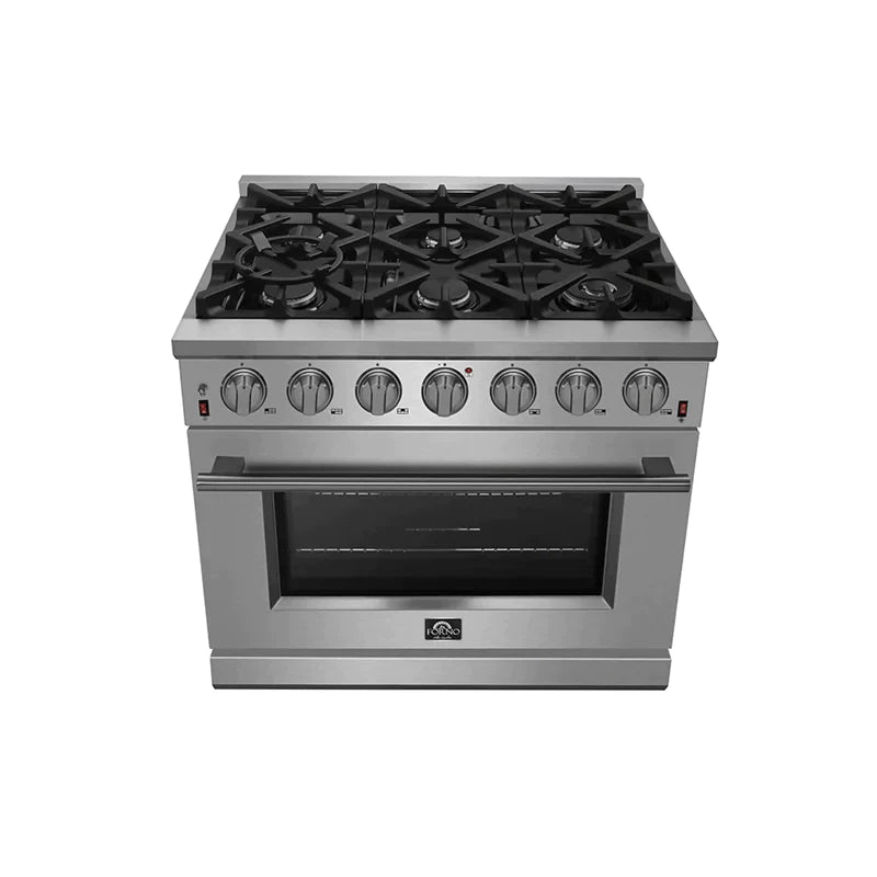 FORNO Massimo 36-Inch Freestanding Gas Range in Stainless Steel - FFSGS6239-36