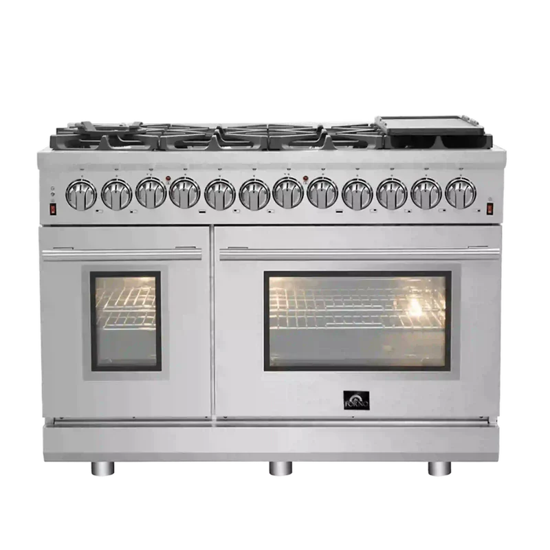 FORNO Massimo 48-Inch Freestanding Dual Fuel Range in Stainless Steel - FFSGS6125-48