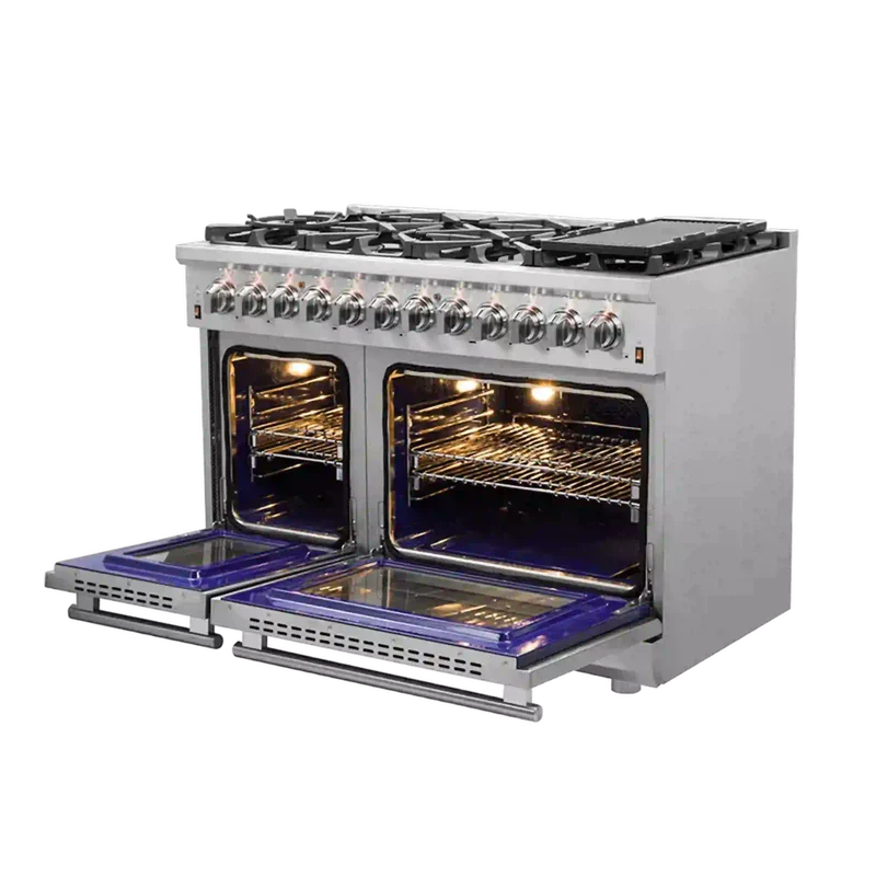 FORNO Massimo 48-Inch Freestanding Dual Fuel Range in Stainless Steel - FFSGS6125-48
