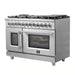 FORNO Massimo 48-Inch Freestanding French Door Dual Fuel Range in Stainless Steel - FFSGS6325-48 FORNO