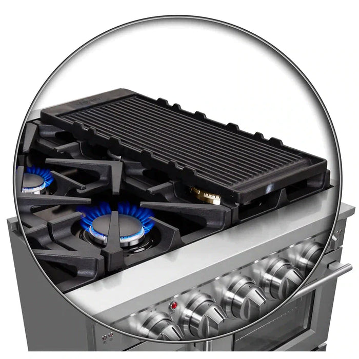FORNO Massimo 48-Inch Freestanding French Door Gas Range in Stainless Steel - FFSGS6439-48 FORNO