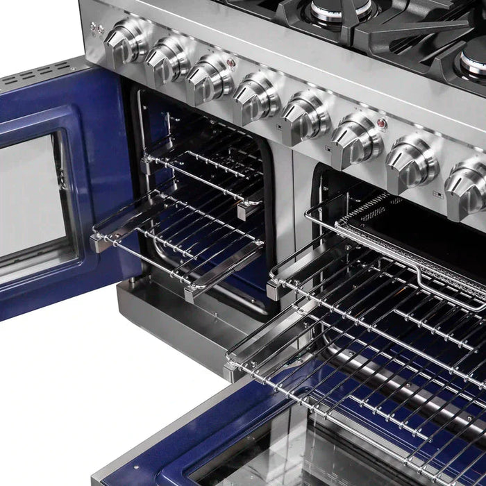 FORNO Massimo 48-Inch Freestanding French Door Gas Range in Stainless Steel - FFSGS6439-48 FORNO