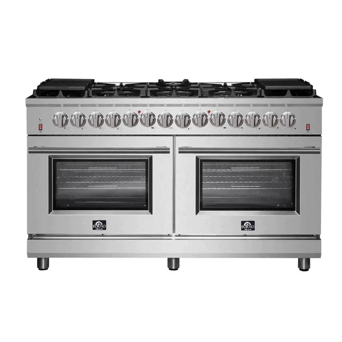 FORNO Massimo 60-Inch Freestanding Dual Fuel Range in Stainless Steel - FFSGS6125-60 FORNO