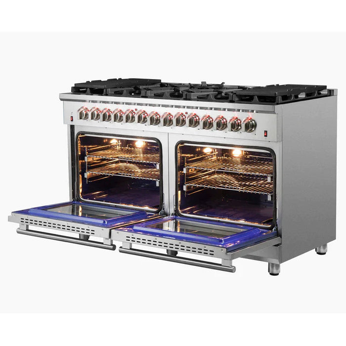 FORNO Massimo 60-Inch Freestanding Dual Fuel Range in Stainless Steel - FFSGS6125-60 FORNO