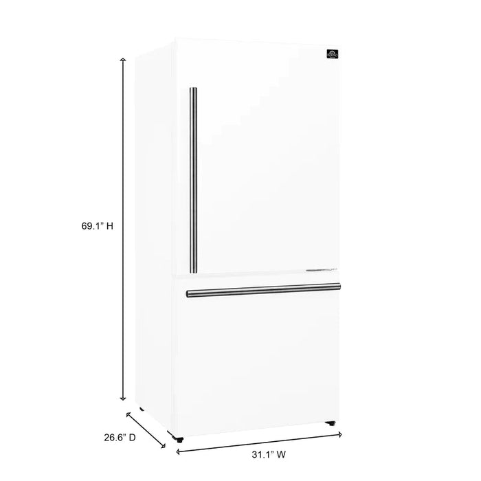 Forno Milano Espresso 31-Inch 17.2 cu. ft. Bottom Freezer Right Swing Door Refrigerator - FFFFD1785-31 FORNO