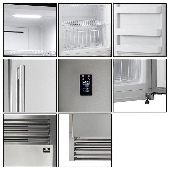 Forno 4-Piece Appliance Package - 30-Inch Electric Range, Wall Mount Range Hood with Backsplash, Pro-Style Refrigerator, and Dishwasher in Stainless Steel FORNO