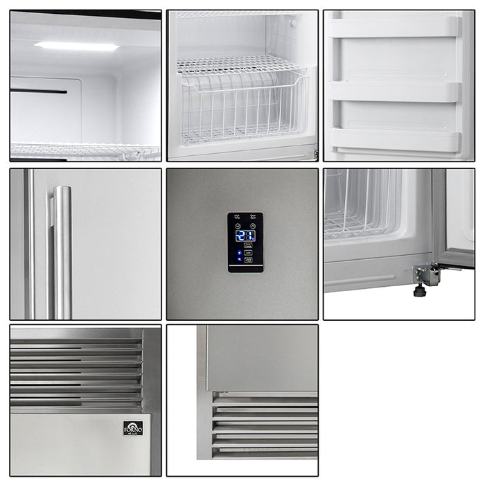 Forno Rizzuto - Left side Door Pro-Style Handle  Refrigerator / Fridge – Freezer  Dual Combination 32" Wide 13.8 cu.ft. with decorative grill - FFFFD1933-32LS FORNO