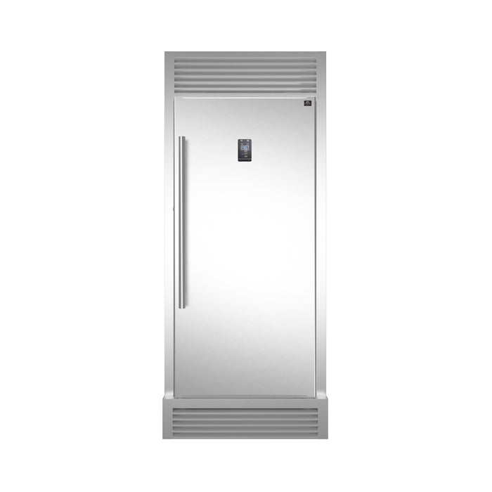 FORNO Rizzuto 28’’ Right Swing Refrigerator/Freezer Stainless Steel color 13.8 cu.ft with Grille Trim Kit - FFFFD1933-32RS FORNO