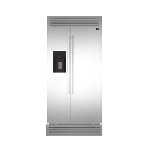 FORNO Salerno 40" Side by Side Built-in Refrigerator 20.0 cu.ft in Stainless Steel With Built-in Style Grille Trim Kit - FFRBI1844-40SG FORNO