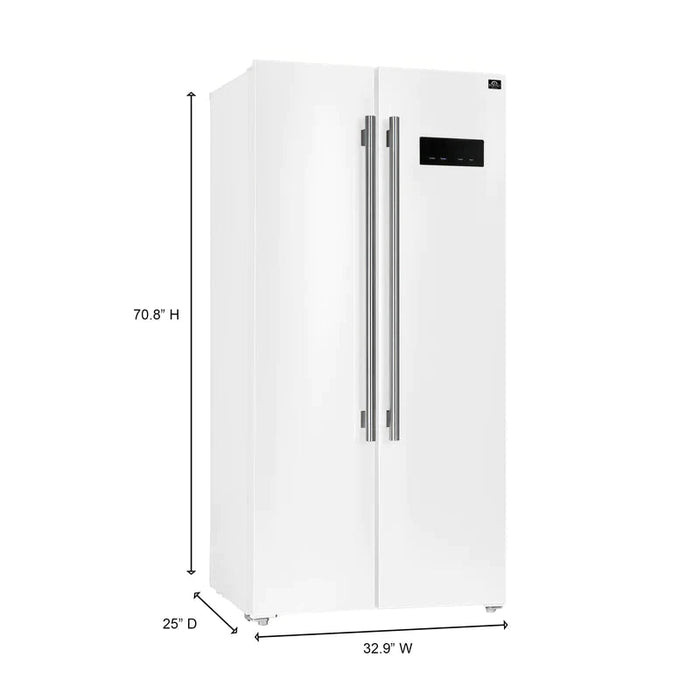 Forno Salerno Espresso 33-inch Side-by-Side 15.6 Cu.Ft. Refrigerator with Brass Handle - FFRBI1805-33BLK FORNO