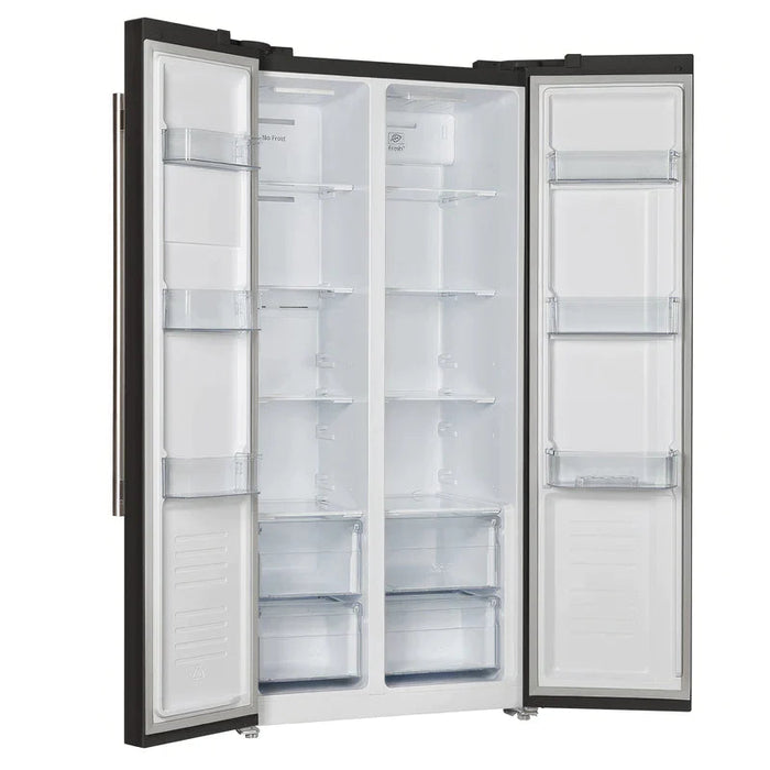 Forno Salerno Espresso 33-inch Side-by-Side 15.6 Cu.Ft. Refrigerator with Brass Handle - FFRBI1805-33BLK FORNO