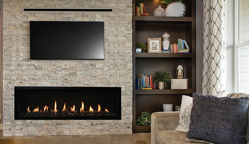 Superior 60" Linear Direct Vent Gas Fireplace, Electronic Ignition, Blower, Full Function Remote Control - DRL6060TEN-B Superior Fireplaces