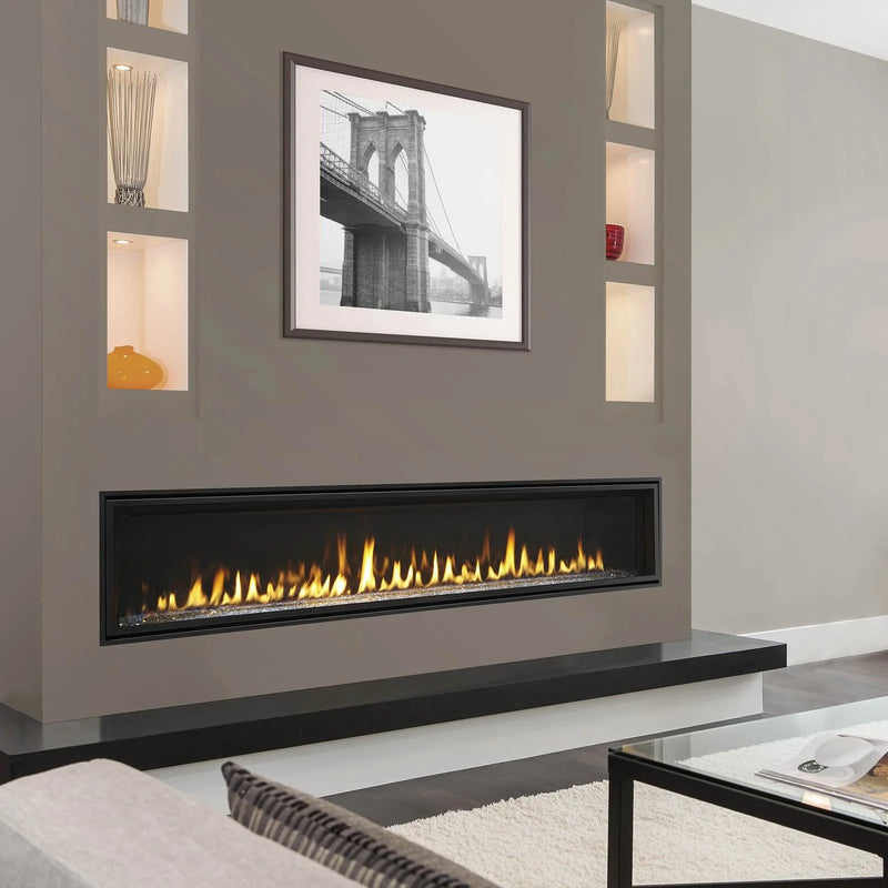 Superior Fireplaces 84" Linear Direct Vent Gas Fireplace with Interior Lights, Electronic Ignition - DRL6084TEN