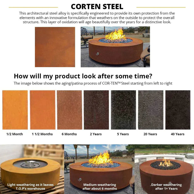 The Outdoor Plus 24" Tall Round Unity Fire Pit | Corten Steel